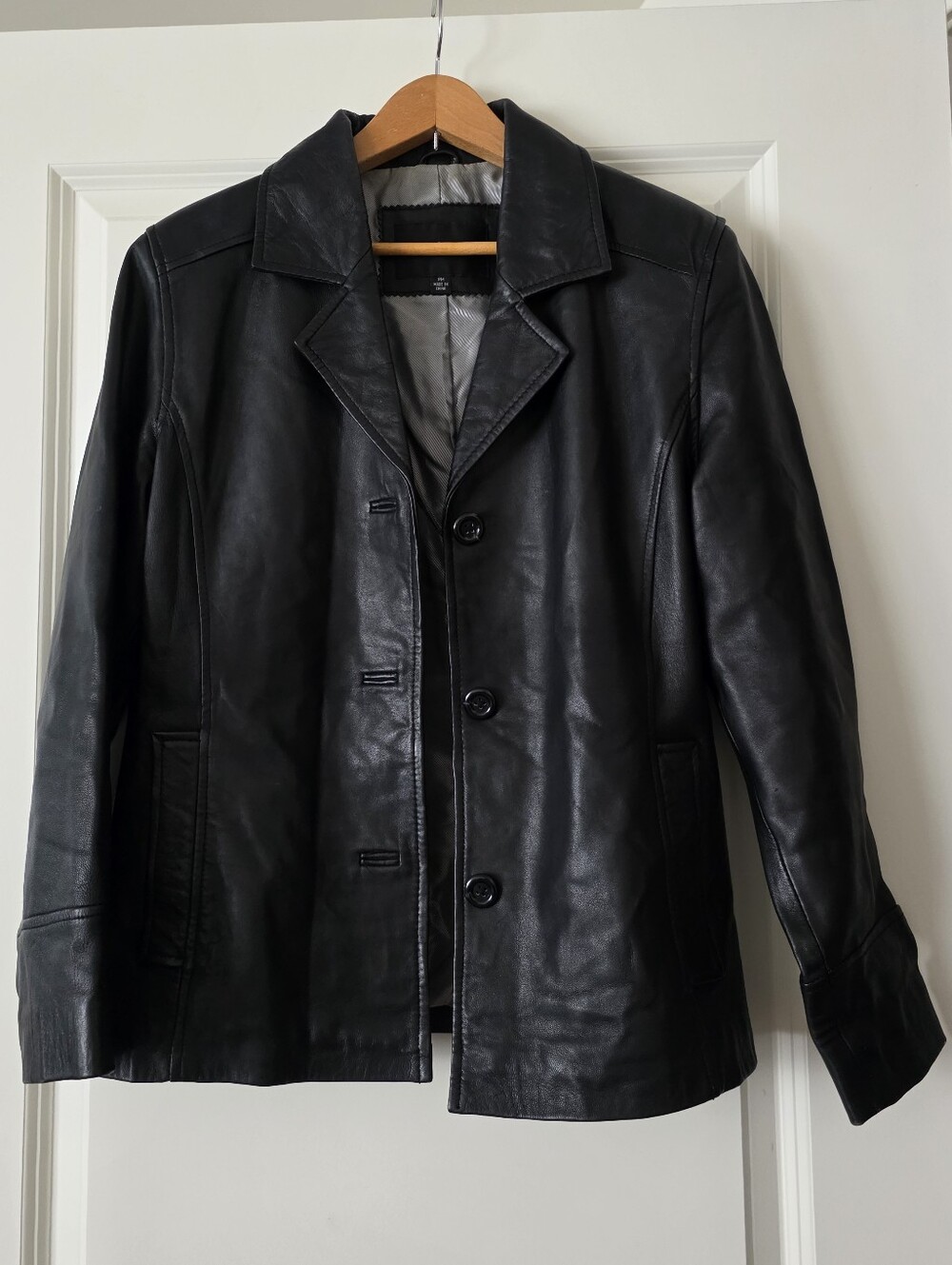 Vintage Leather Jacket Womens M Petite Gallery Black 90s Y2K Gothic City Chic